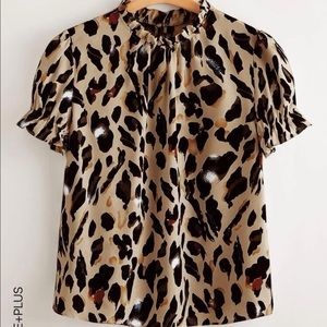 Shein curve animal print blouse